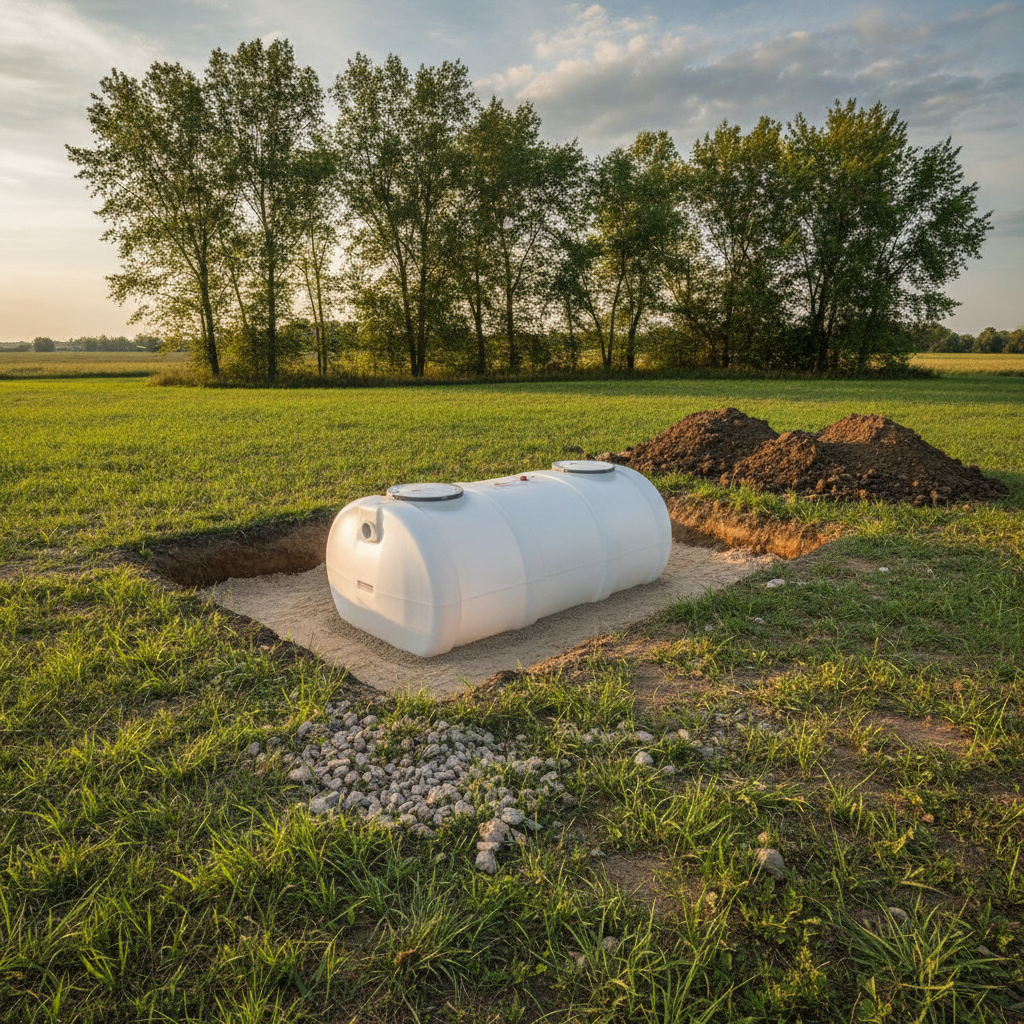 newly installed septic tank - no face, landscape