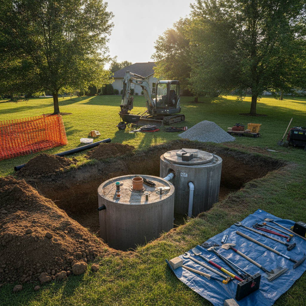 generic depiction of septic tank repair - no face